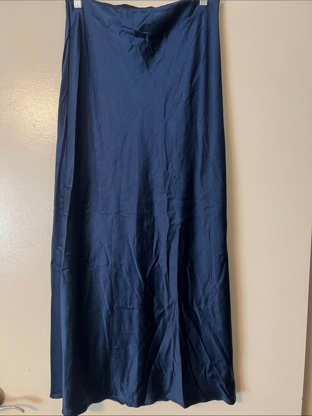 Madewell Navy Satin Maxi Skirt